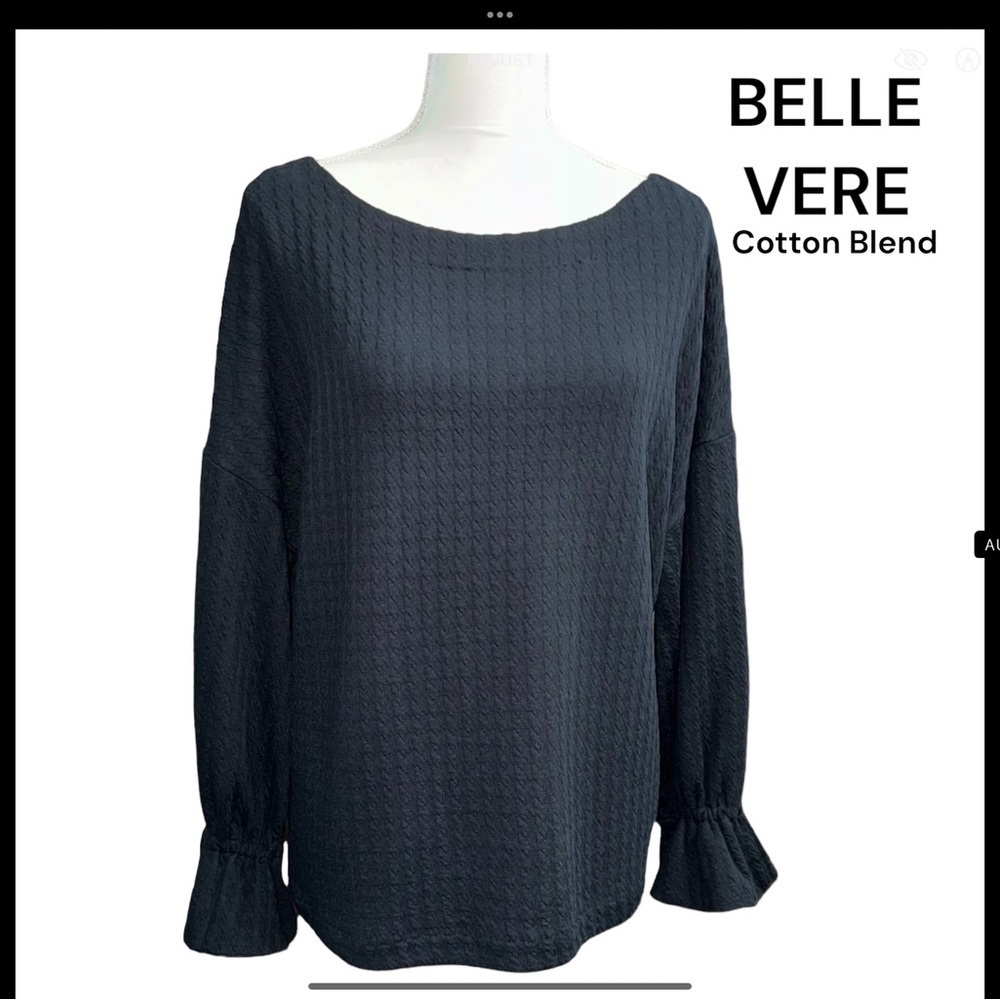Belle Vere (NWT) black Long Sleeve Knit Top Size Medium - Picture 10 of 10